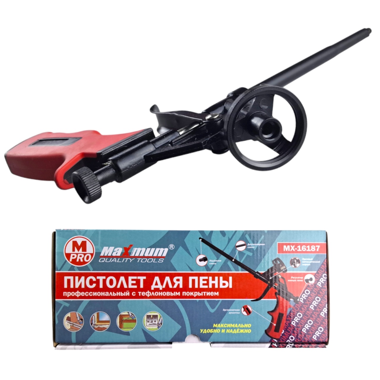 пистолет для монтажной пены с тефлоновым покрытием, без крана, "maximum" mx 16187 оптом